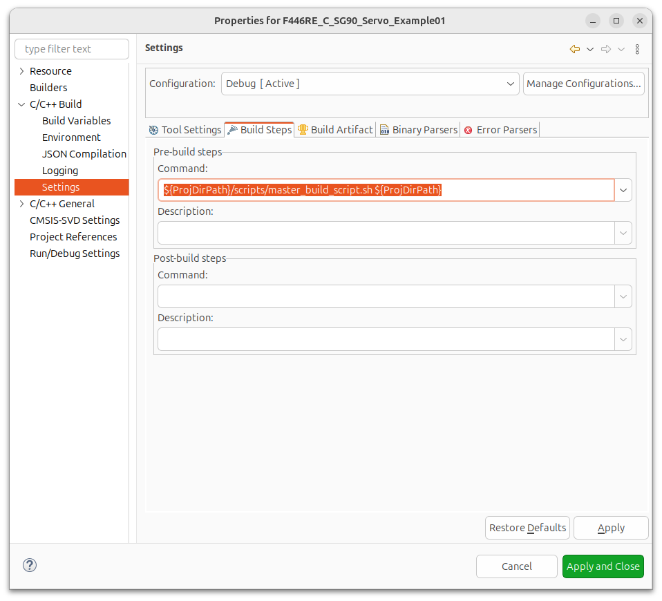 Uses For Build Scripts within STM32CubeIDE