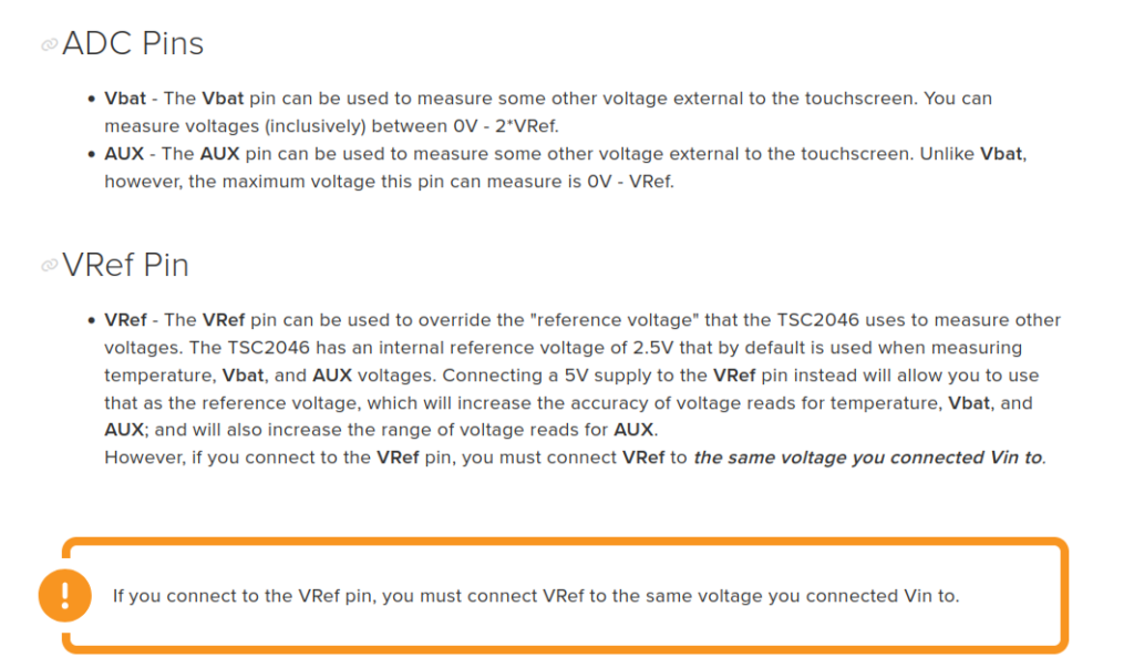 TSC2046 breakout pinout: ADC and VRef pins